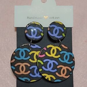 Multicolor Logo Statement Earrings